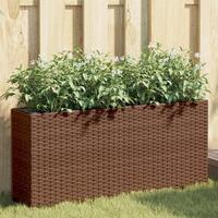 Plantekasse med 2 krukker 90x20x40 cm polyrattan brun