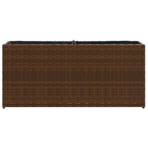 Plantekasse med 2 krukker 90x20x40 cm polyrattan brun