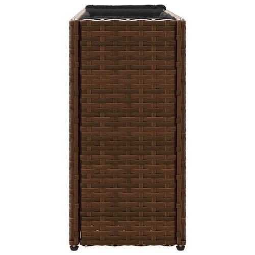 Plantekasse med 2 krukker 90x20x40 cm polyrattan brun