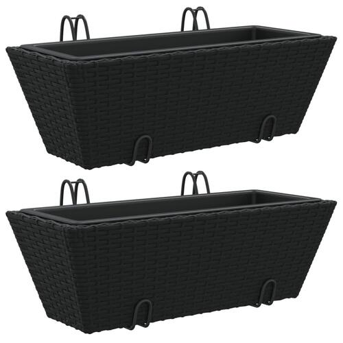 Plantekasser med kroge 2 stk. polyrattan sort
