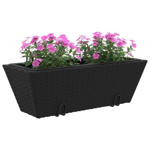 Plantekasser med kroge 2 stk. polyrattan sort