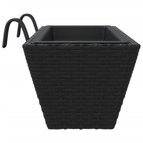 Plantekasser med kroge 2 stk. polyrattan sort