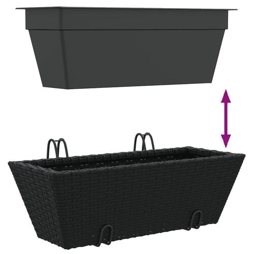 Plantekasser med kroge 2 stk. polyrattan sort