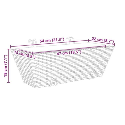 Plantekasser med kroge 2 stk. polyrattan sort