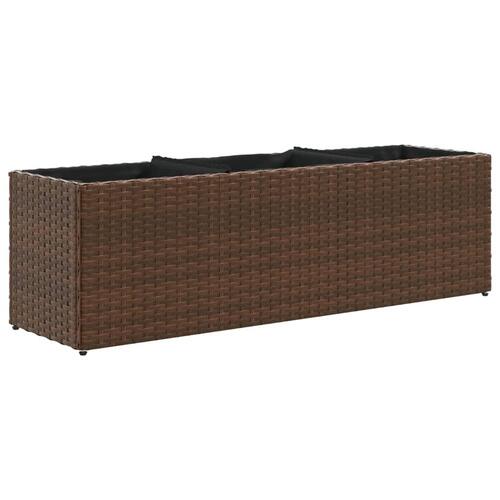 Plantekasse med 3 krukker 105x30x32 cm polyrattan brun