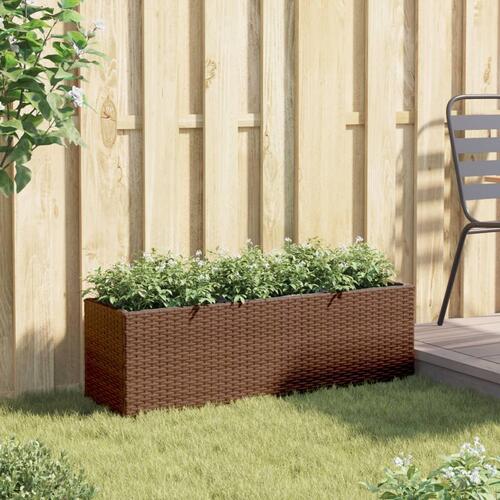 Plantekasse med 3 krukker 105x30x32 cm polyrattan brun