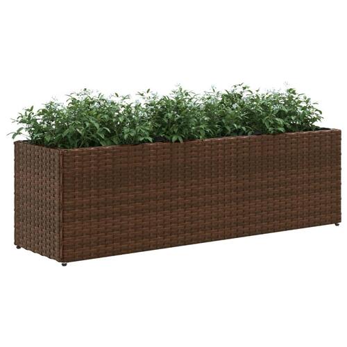 Plantekasse med 3 krukker 105x30x32 cm polyrattan brun