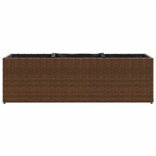 Plantekasse med 3 krukker 105x30x32 cm polyrattan brun