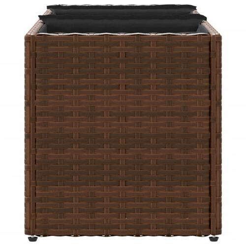 Plantekasse med 3 krukker 105x30x32 cm polyrattan brun