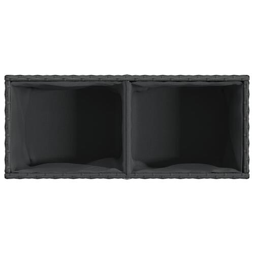 Plantekasse med hjul og 2 krukker 72x30x32 cm polyrattan sort