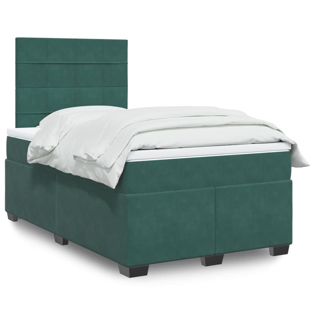 Kontinentalseng med madras 120x190 cm velour mørkegrøn