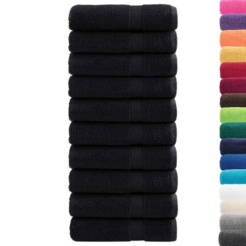 Håndklæder 10 stk. Premium 50x100 cm 100 % bomuld sort