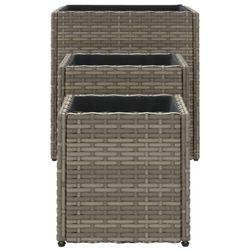 Plantekasser 3 stk. polyrattan grå