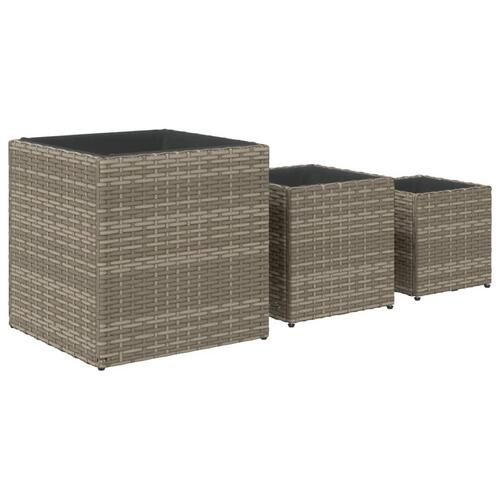 Plantekasser 3 stk. polyrattan grå
