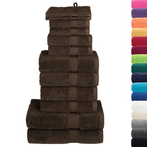 Håndklæder 12 stk. Premium 600 g/m2 100 % bomuld brun