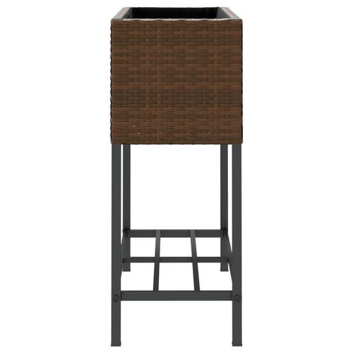 Plantekasse med hylde polyrattan brun