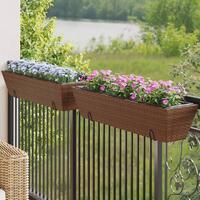 Plantekasser med kroge 2 stk. polyrattan brun