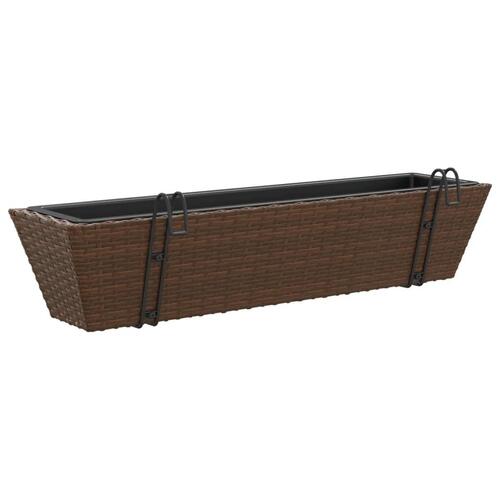 Plantekasser med kroge 2 stk. polyrattan brun