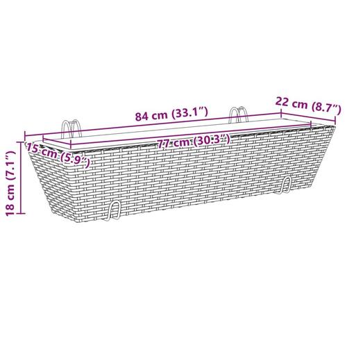 Plantekasser med kroge 2 stk. polyrattan brun