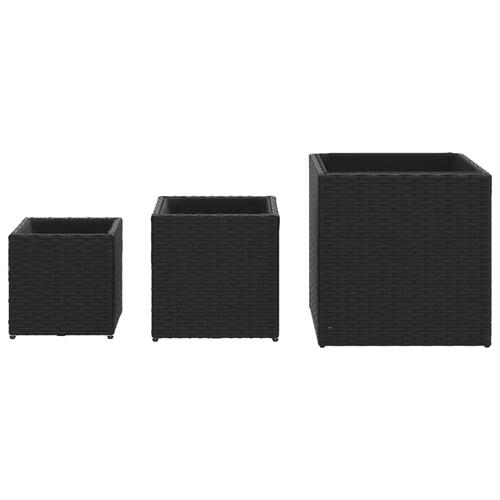 Plantekasser 3 stk. polyrattan sort