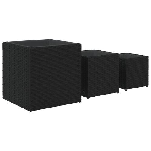 Plantekasser 3 stk. polyrattan sort