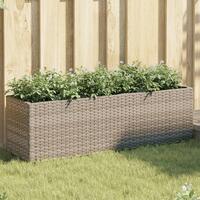 Plantekasse med 3 krukker 105x30x32 cm polyrattan grå
