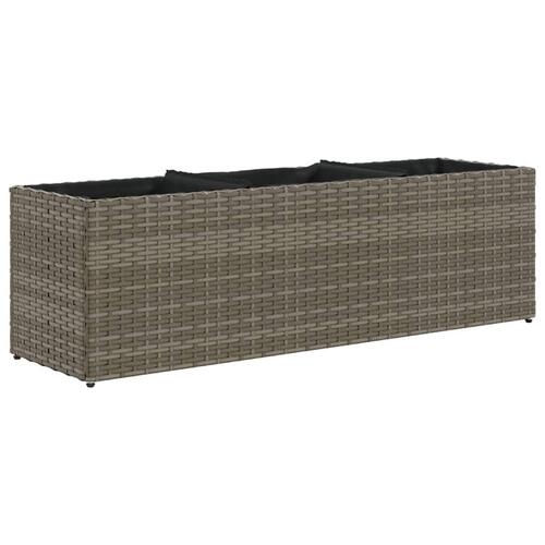 Plantekasse med 3 krukker 105x30x32 cm polyrattan grå