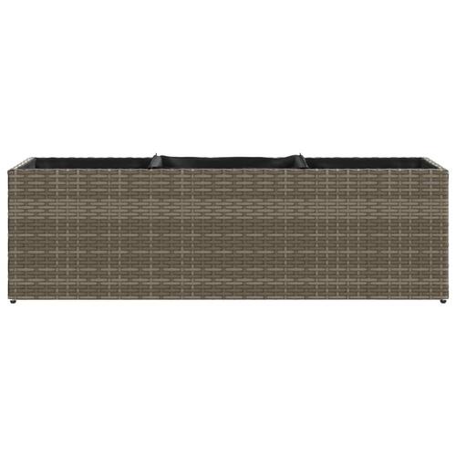 Plantekasse med 3 krukker 105x30x32 cm polyrattan grå