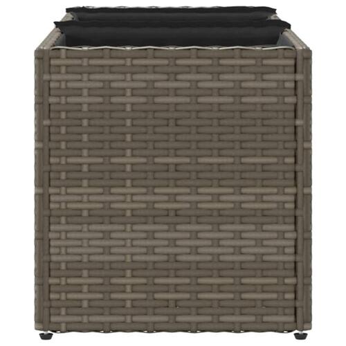 Plantekasse med 3 krukker 105x30x32 cm polyrattan grå