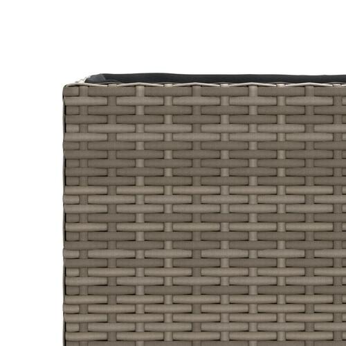 Plantekasse med 3 krukker 105x30x32 cm polyrattan grå