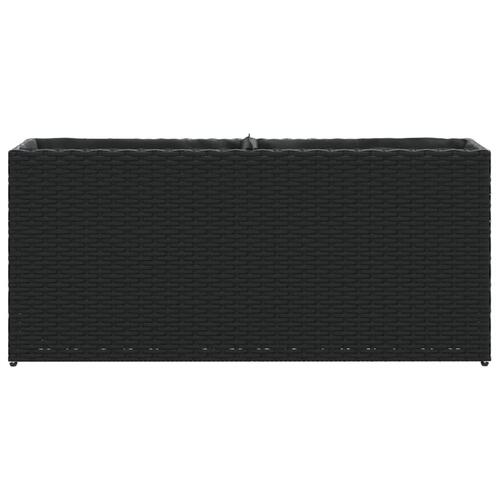 Plantekasse med 2 krukker 90x20x40 cm polyrattan sort