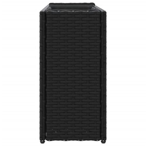 Plantekasse med 2 krukker 90x20x40 cm polyrattan sort
