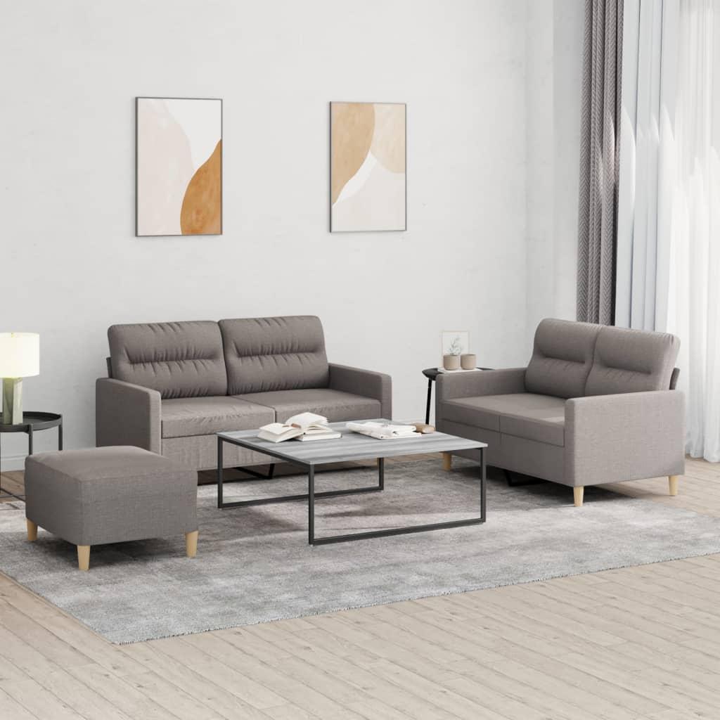 3 personers sofa med hynder stof gråbrun