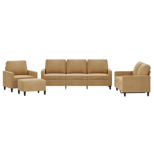 Sofasæt 4 dele med hynder velour brun