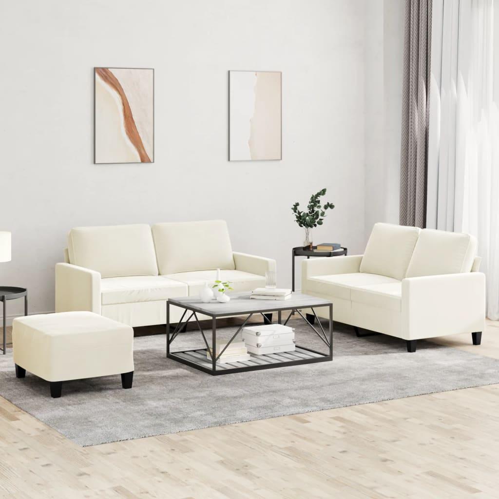 3 personers sofa med hynder velour cremefarvet