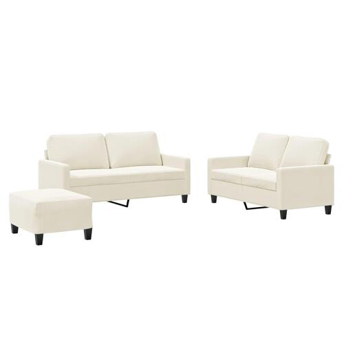 3 personers sofa med hynder velour cremefarvet
