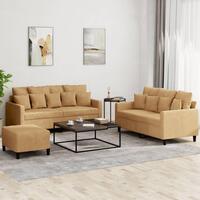 3 personers sofa med hynder velour brun