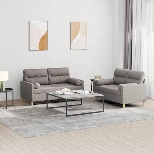 2 personers sofa med puder stof gråbrun