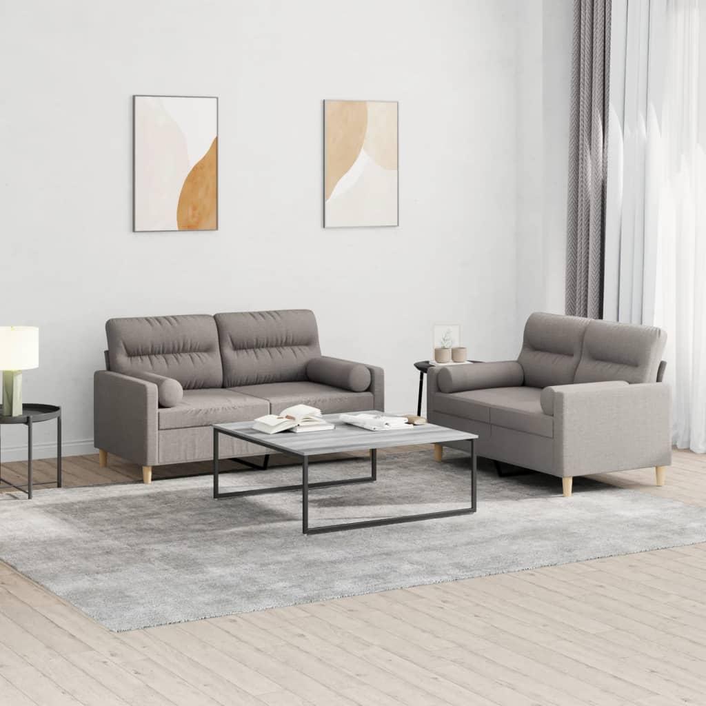 2 personers sofa med puder stof gråbrun