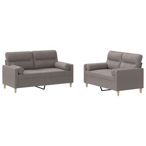 2 personers sofa med puder stof gråbrun