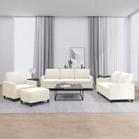 Sofasæt 4 dele med hynder velour cremefarvet