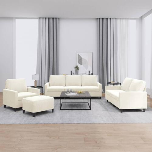 Sofasæt 4 dele med hynder velour cremefarvet