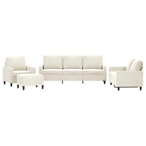 Sofasæt 4 dele med hynder velour cremefarvet