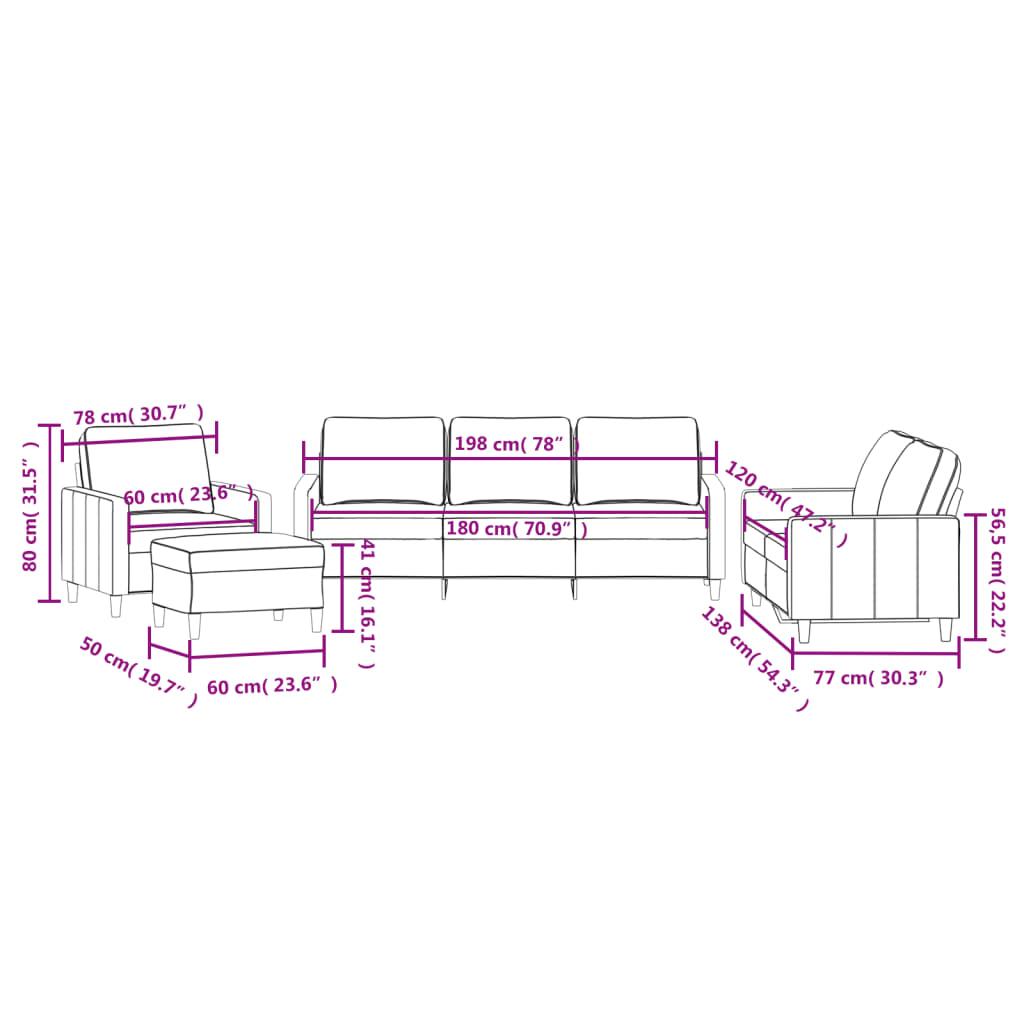 Sofasæt 4 dele med hynder velour cremefarvet