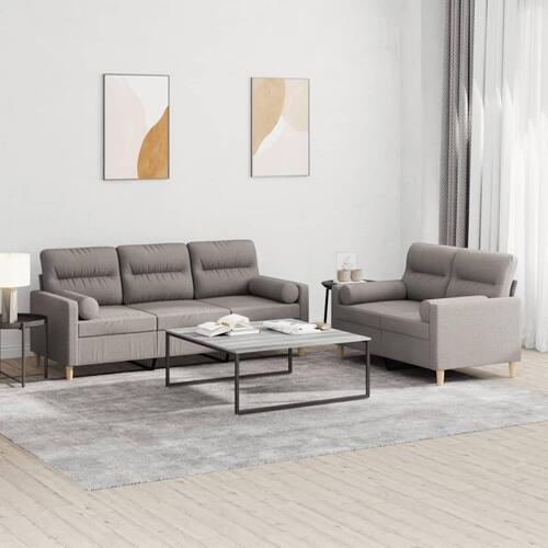 2 personers sofa med puder stof gråbrun