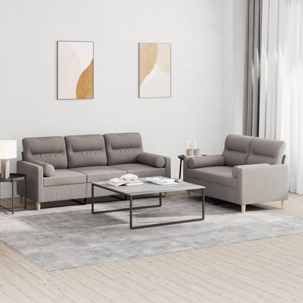 2 personers sofa med puder stof gråbrun