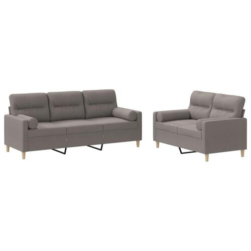 2 personers sofa med puder stof gråbrun