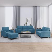 Sofasæt 4 dele med hynder velour blå