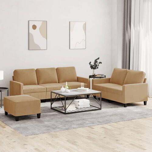 3 personers sofa med hynder velour brun