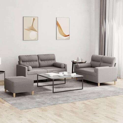 3 personers sofa med puder stof gråbrun
